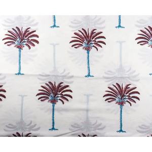 Indian Floral White & Maroon Palm Tree Print 100% Cotton Quilting Fabric by the Yard - Product Image 1