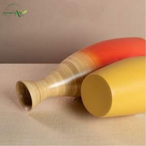 Lacquered Bamboo <b>Vase</b> with Gradient Color Finish Coiled Shape Eco-Friendly Natural Material Durability - Product Image 6