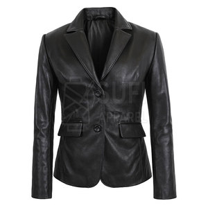 Veste d'hiver en cuir véritable pour femme, design personnalisé, couleur unie, coupe-vent, écologique, streetwear - Product Image 3