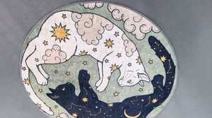 พรมปูพื้นทรงวงกลมลายแมวปรับแต่งได้พรมผูกปมขาวดำสำหรับคนรักสัตว์ - Product Image 4