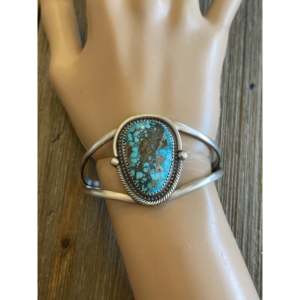 Navajo Kingman Turquoise & Sterling <b>Silver</b> <b>Cuff</b> <b>Bracelet</b> Cultural Collectible Jewelry - Product Image 2