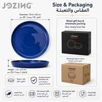 Ensemble d'assiettes de luxe en céramique émaillée bleu roi - Vaisselle ronde en porcelaine écologique pour hôtels et restaurants - En stock