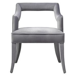 Fauteuil en velours gris, chaise d'appoint rembourrée, siège moderne pour salle à manger d'hôtel - Product Image 2