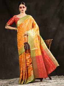 Sari de Seda y Algodón Banarasi Inspirado en Sonakshi Sinha, Diseño Premium del Siglo XVIII con Chaand Buta, Rayón para Fiestas, Siempre en Moda, Último Modelo - Product Image 5