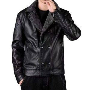 Automne hiver hommes élégant épaissi peau de mouton veste jeune motard à la mode frais décontracté toile col montant nouvelle Collection - Product Image 2