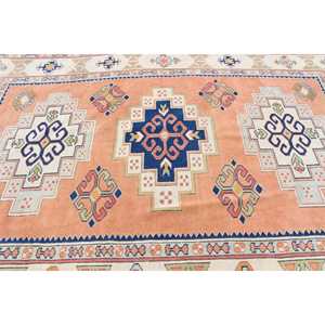 Tapis turc vintage 7,3x10,4 pi (223x318 cm), tapis en laine à bordure orange - Product Image 5