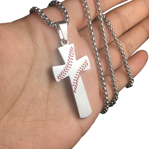 Colgante de Cruz de Béisbol de Plata de Ley 925 con Baño de Oro de 14K y Rodio, Joyería Deportiva Única con Diseño Esmaltado, Regalo Hip Hop para Aficionados - Product Image 4