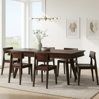 Ensemble de salle à manger convertible 8 pièces en noyer de haute qualité, style moderne, facile à assembler, fabriqué au Vietnam, pour hôtels et villas