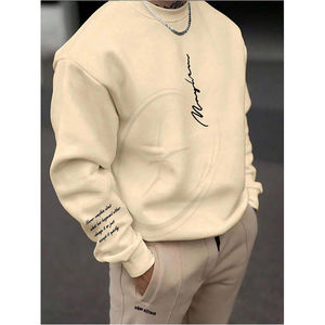 Sudaderas de gran tamaño transpirables con cuello redondo para hombre personalizadas, jersey de manga larga con estampado gráfico de letras - Product Image 5