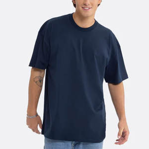 T-shirt à manches courtes col rond décontracté basique oversize en coton peigné ringspun jersey fin pour fournisseurs - Product Image 1