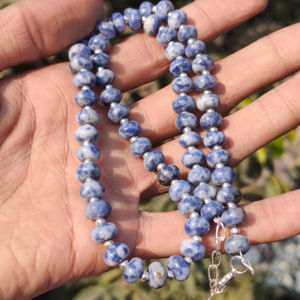 Brazil <b>Sodalite</b> 8mm Polished or matte finish Genuine <b>Sodalite</b> endless infinity beaded <b>Necklace</b> Fine Beaded <b>Necklaces</b> - Product Image 1
