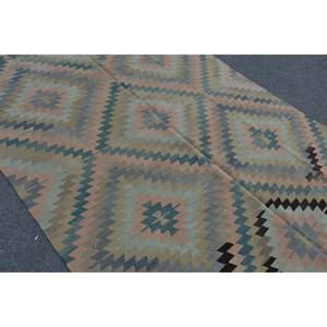 Alfombra Kilim turca Vintage 6 '1 \ "X 9' 7 \" Verde Marrón Patchwork Diseño Clásico 9x12 Rectángulo Rompecabezas Lana Látex Alfombra para sala de estar - Product Image 5