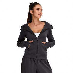 Ropa deportiva ligera para mujer al por mayor con bolsillos y cremallera atlética para yoga, correr, gimnasio, ropa informal, chaqueta con capucha y cremallera completa - Product Image 2