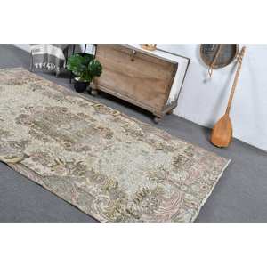 พรมตุรกีโบราณสีเบจ-ชมพู5.2x9.7ft แบนสานสไตล์คลาสสิกสำหรับการตกแต่งห้องนั่งเล่นลวดลายห้องโถง - Product Image 5