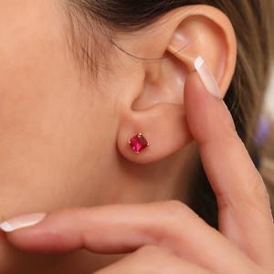 Pendientes de tuerca clásicos, joyería para mujer, joyería de estilo bohemio de plata, pendientes hechos a mano de piedras preciosas de rubí de Plata de Ley 925, regalo - Product Image 4