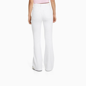 Precio al por mayor Últimos pantalones vaqueros de pierna acampanada personalizados Pantalones vaqueros transpirables de moda para mujer Nuevo diseño Jeans blancos 2025 OEM - Product Image 6