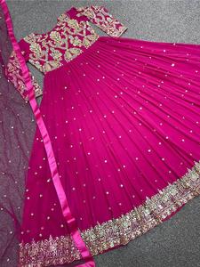 New Party Wear Heavy Georgette With Heavy Embroidery Sequin Work Gown With Dupatta Set for Women Bollywood Gown <b>Dress</b> Wholesale - Product Image 4