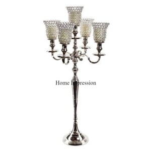 Llamativo aspecto real completamente negro Color polvo recubierto 5 brazos candelabros con cristales transparentes colgante diseñador MESA CENTRO DE MESA - Product Image 6