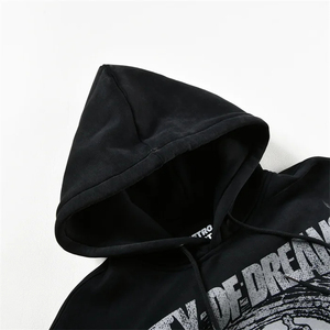 Sweat-shirt vintage à impression DTG lourde personnalisée, lavage à l'acide, poignets et déchirures usés, coupe et couture, effet délavé au soleil, pour hommes - Product Image 3