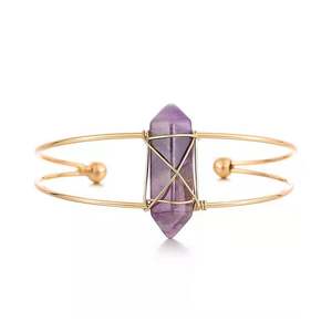 Jeulia Soothing Power Hexagonal Natural Amethyst <b>Bangle</b> <b>Bracelet</b> - Product Image 1