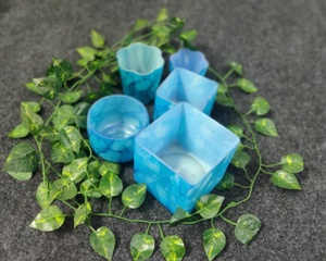 Custom Wholesale Multi-colored Marbleized High-Quality Handmade Decorative Multi-purpose Small <b>Square</b> Petal Candle <b>Glass</b> Jar - Product Image 5