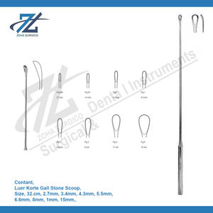 Luer-Koerte Gall Stone Scoop 15 mm 32.cm Básico Quirúrgico Acero inoxidable Gall Stone Forcep Luer Korte Scoop Eliminación de piedras Gall - Product Image 2