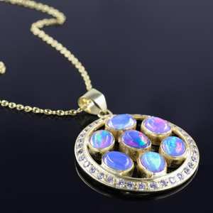 Colgante de ópalo etíope de fuego de lavanda genuina, collar con colgante de ópalo etíope, colgante de ópalo ovalado de 7 piedras, Stock limitado - Product Image 2