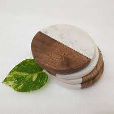 Dessous de verre en pierre tendance et chic avec support en bois et en marbre Tapis carrés pour décor de table de bar Bon prix pour les hôtels - Product Image 6