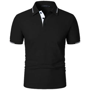 Polo de poliéster barato al por mayor de fabricante para hombre, Polo negro informal de manga corta con logotipo personalizado de alta calidad para hombre - Product Image 3