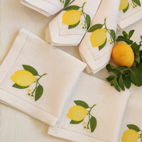 Serviettes de table carrées modernes en coton faites à la main, personnalisées, les plus vendues, avec bords brodés festonnés, jetables, écologiques et bio pour le dîner