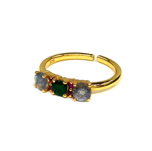 Customized Fashion Jewelry Sterling Silver 925 Gold Plated Bezel Setting Multi Gemstones Women's <b>Rings</b> Handmade Trendy Party - Product Image 1