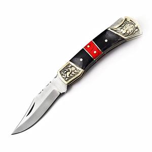 Nordic Forge Stainless Steel Folding <b>Knife</b> Black Horn Handle Custom Leather Sheath <b>Pocket</b> <b>EDC</b> Hunting Camping 7 Inch Industrial - Product Image 1