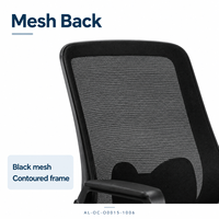 Chaise de bureau moderne noire en maille avec dossier ergonomique, cadre en PP, accoudoirs en boucle, roulettes en nylon et base étoile à cinq branches pour bureau d'ordinateur