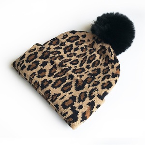 New Fashion Leopard Print Beanie <b>Hat</b> Custom Patch Women Winter <b>Hats</b> Beanies With <b>Pom</b> <b>Pom</b> jacquard beanie <b>for</b> men - Product Image 6
