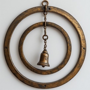 Carillón de viento de hierro de flujo místico con acabado de bronce antiguo móvil creando sonidos resonantes profundos y diseño Art Deco - Product Image 4