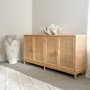 Longue armoire de buffet en rotin armoires de buffet naturelles armoires de rangement pour l'organisation de la cuisine et de la salle à manger - Product Image 5