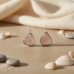 Pendientes de Gota de Agua con Piedras Naturales para Mujer, Chapados en Plata, Estilo Bohemia, con Engaste de Bisel, Joyería para Regalo - Product Image 1