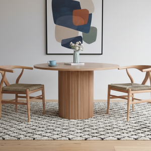 Ensemble de table à manger ronde en bois massif moderne personnalisable pour la maison et les restaurants, finition naturelle, meubles de salle à manger, emballage - Product Image 2