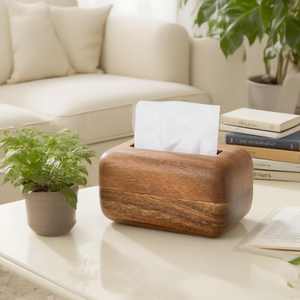 Luxury Walnut Tissue Box | Wooden Paper Holder for Bathroom & Living Room | Modern <b>Desktop</b> Storage Case | Home Decor <b>Organiser</b> - Product Image 2