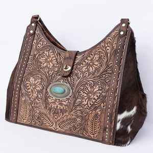 2025 nouveauté Floral Designer Western cuir sac à bandoulière haute peau de vache daim fourre-tout étanche pour l'automne - Product Image 5