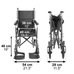 Sedia a rotelle stretta per spazi ridotti (54 cm), sedia da trasporto pieghevole per casa e passaggi interni - PEPE Mobility P10019 - Product Image 3