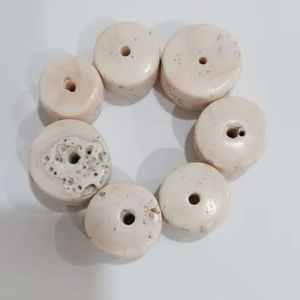 Perles de corail fossile rose naturelles, forme de tambour rond avec trou au centre, à essayer en quelques secondes, 20% de réduction et cadeau du Nouvel An - Product Image 2