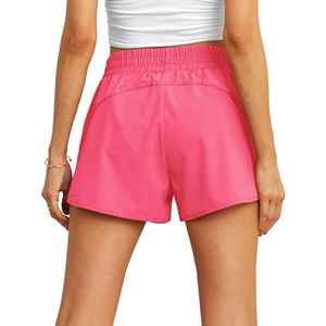 กางเกงขาสั้นเอวสูงของผู้หญิง96% ผ้าไนลอน4% สแปนเด็กซ์ดีไซน์สปอร์ตรัดรูปพร้อมกระเป๋าซ่อนระบายอากาศซับในเอวที่ซ่อนอยู่ - Product Image 2