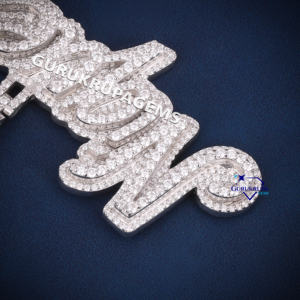 Elegante colgante de LETRA DE Hip Hop en plata de ley 925 con diamantes de moissanita de corte mejorado para ropa de fiesta para hombres - Product Image 3