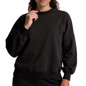 Sudadera de cuello redondo para mujer OEM de alta calidad 100% algodón 330G jersey de gran tamaño personalizado Streetwear sudaderas de lana - Product Image 3