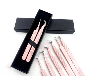 Pinzas de Acero Inoxidable con Punta de Fibra para Extensión de Pestañas, Pinzas con Agarre de Fibra, Pinzas con Logotipo Personalizado - Product Image 1