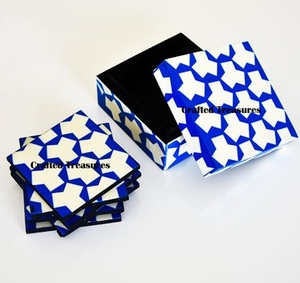 Latest Design <b>Enamel</b> Print Wood MDF Board Coasters Set of 6 With Holder Drinks Tea <b>Cup</b> Coaster For home Hotel Restaurant - Product Image 1