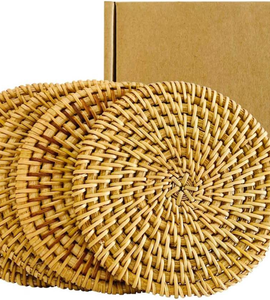 Natural Handmade Wicker <b>coaster</b> <b>Woven</b> Drink Mat Rustic Heat Proof Classic Style for Cafe Home Gift Sets Made in Vietnam - Product Image 1