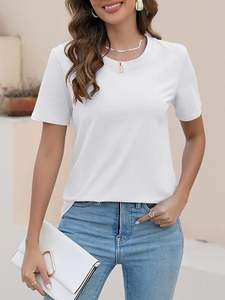 เสื้อยืดแขนสั้นสำหรับผู้หญิงเสื้อแฟชั่นบล็อกสีเป็นมิตรต่อสิ่งแวดล้อมและป้องกันการเกิดจีบ - Product Image 4