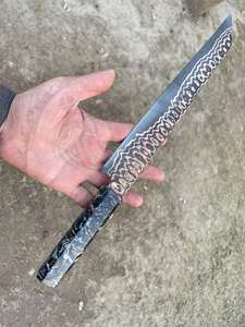 Cuchillo de Camping de Acero de Damasco y Cobre con Mango de Aluminio, Cuchilla Afilada para Cortar Pechuga de Res y Pan - Product Image 5